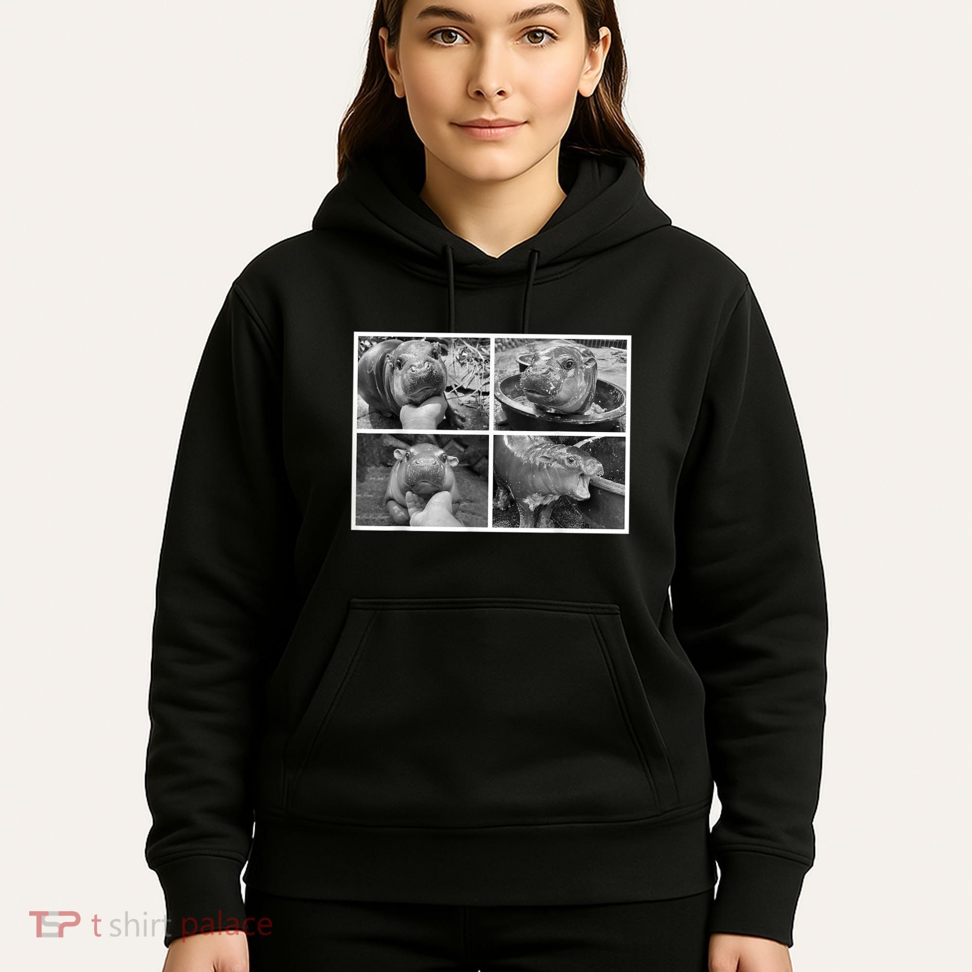 Moo Deng Hippo Photo Funny Pygmy Hippopotamus Hoodie