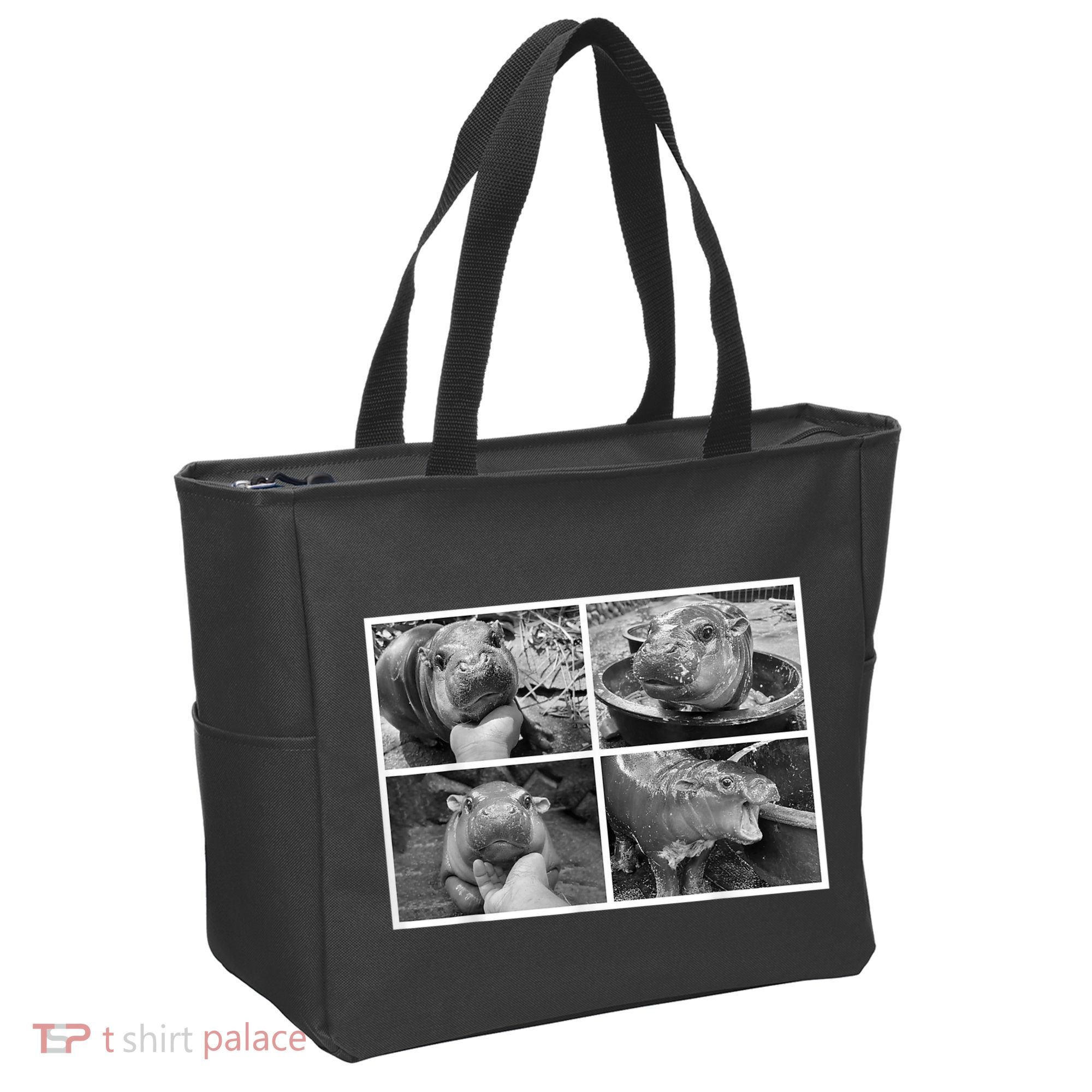 Moo Deng Hippo Photo Funny Pygmy Hippopotamus Tote Bag