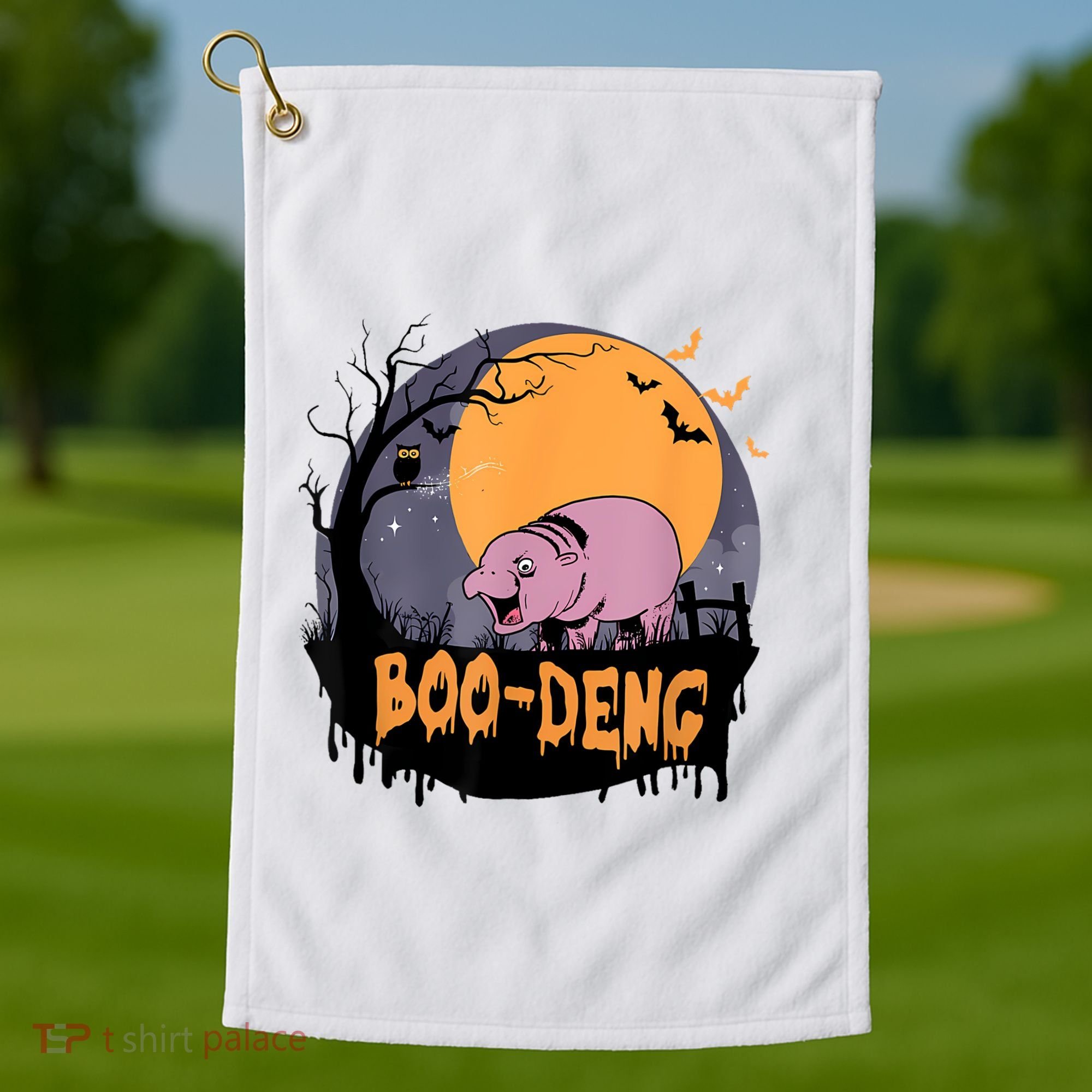 Moo Deng Halloween Boo Deng Halloween Golf Towel