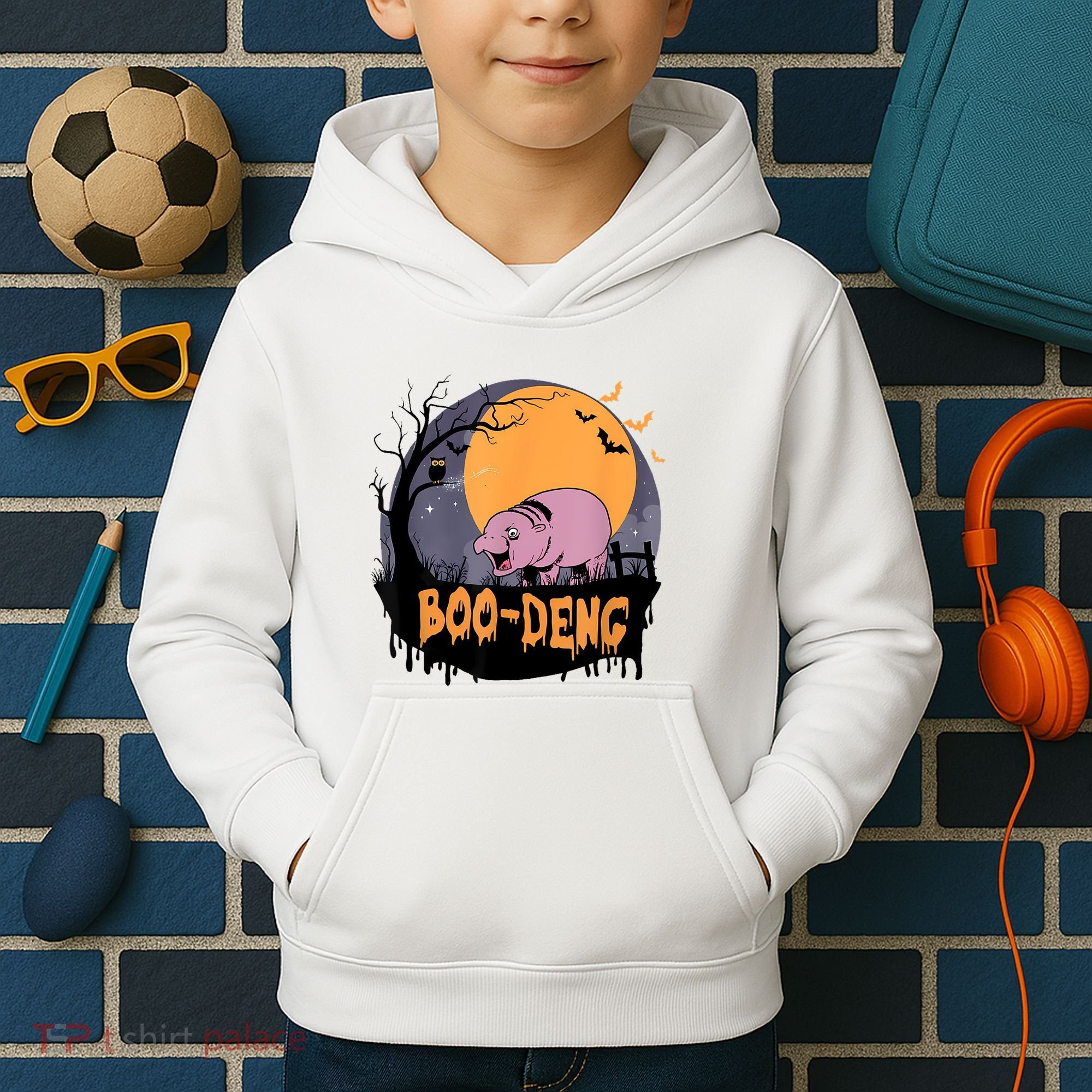 Moo Deng Halloween Boo Deng Halloween Kids Hoodie