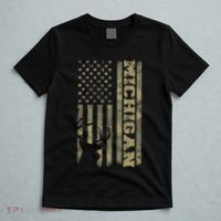 Michigan Deer Hunter Vintage Deer Hunting Camo Usa Flag T-Shirt thumb 5