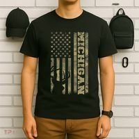 Michigan Deer Hunter Vintage Deer Hunting Camo Usa Flag T-Shirt thumb 6