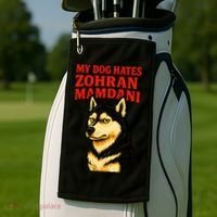 My Dog Hates Zohran Mamdani Golf Towel thumb 2