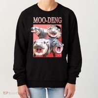 Moo Deng Hippo Meme Funny Women's Sweatshirt thumb 0