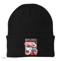 Moo Deng Hippo Meme Funny Beanie thumb 0