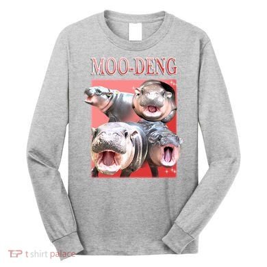 Moo Deng Hippo Meme Funny Long Sleeve Shirt