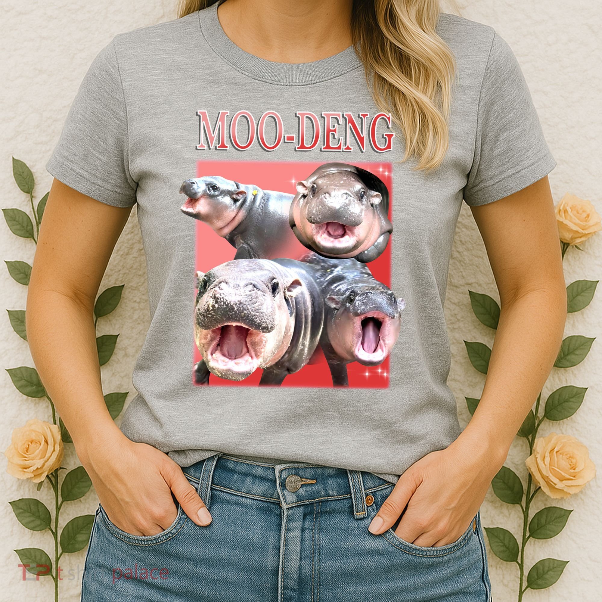 Moo Deng Hippo Meme Funny Women's T-Shirt