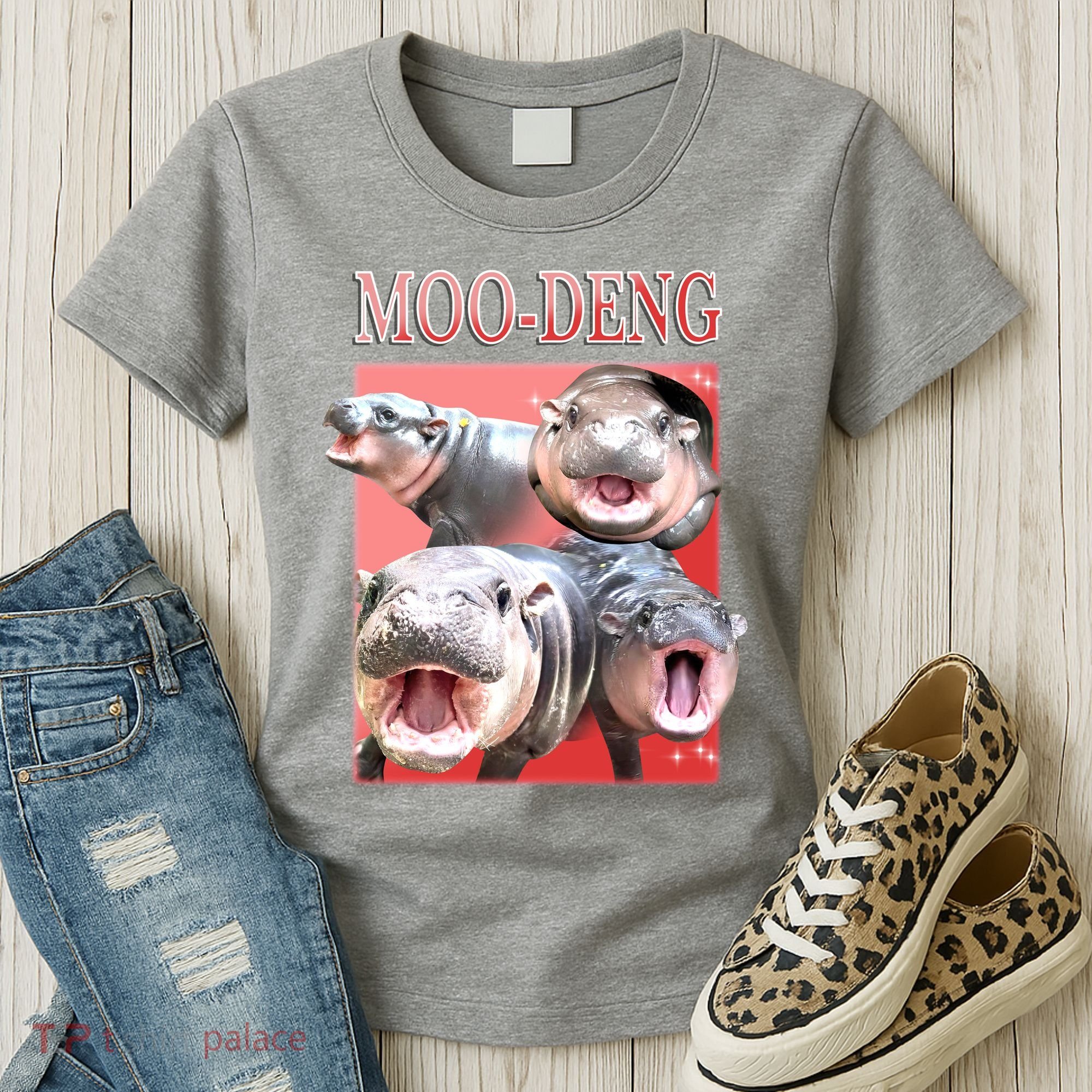 Moo Deng Hippo Meme Funny Women's T-Shirt
