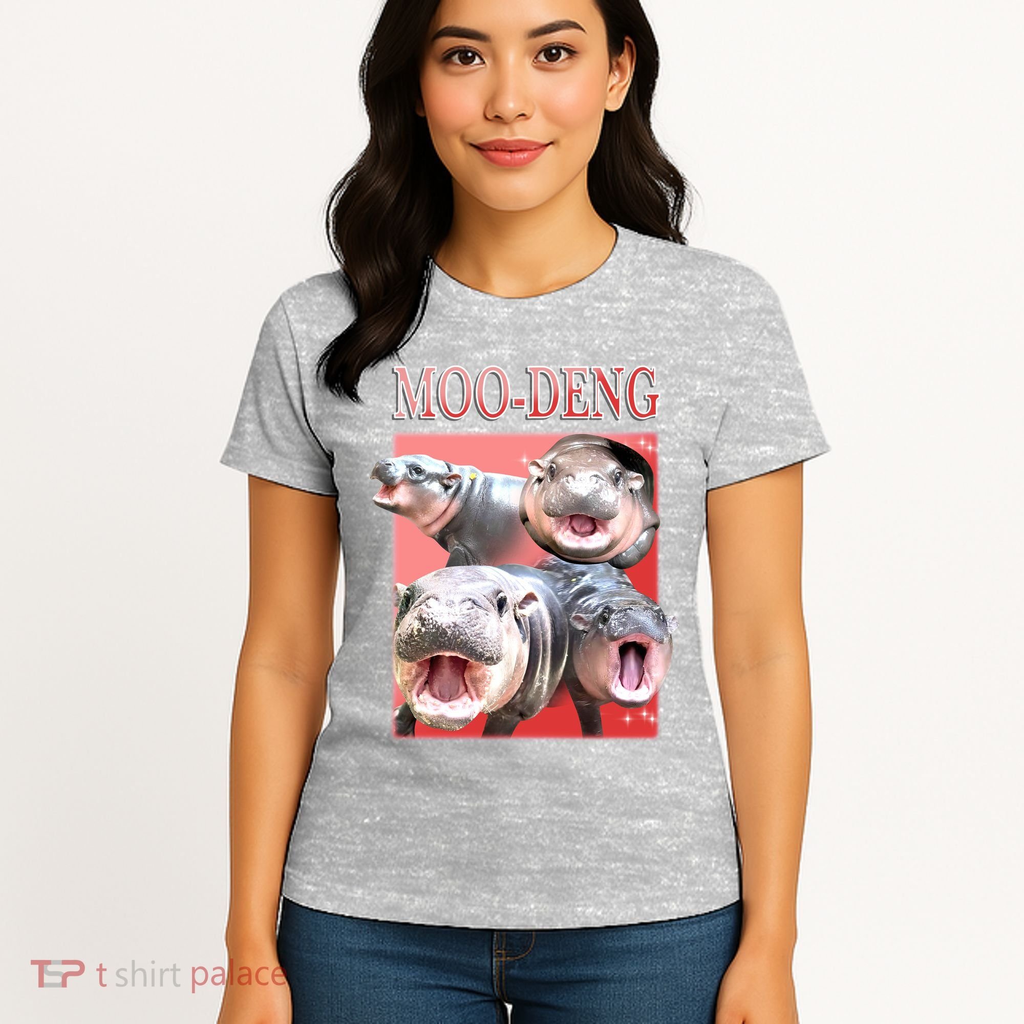 Moo Deng Hippo Meme Funny Women's T-Shirt