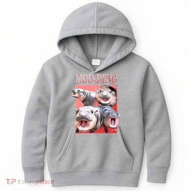Moo Deng Hippo Meme Funny Kids Hoodie