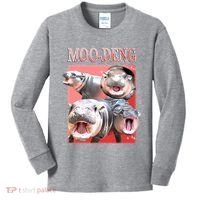 Moo Deng Hippo Meme Funny Kids Long Sleeve Shirt thumb 0