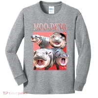 Moo Deng Hippo Meme Funny Kids Long Sleeve Shirt thumb 0