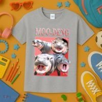 Moo Deng Hippo Meme Funny Kids T-Shirt thumb 3