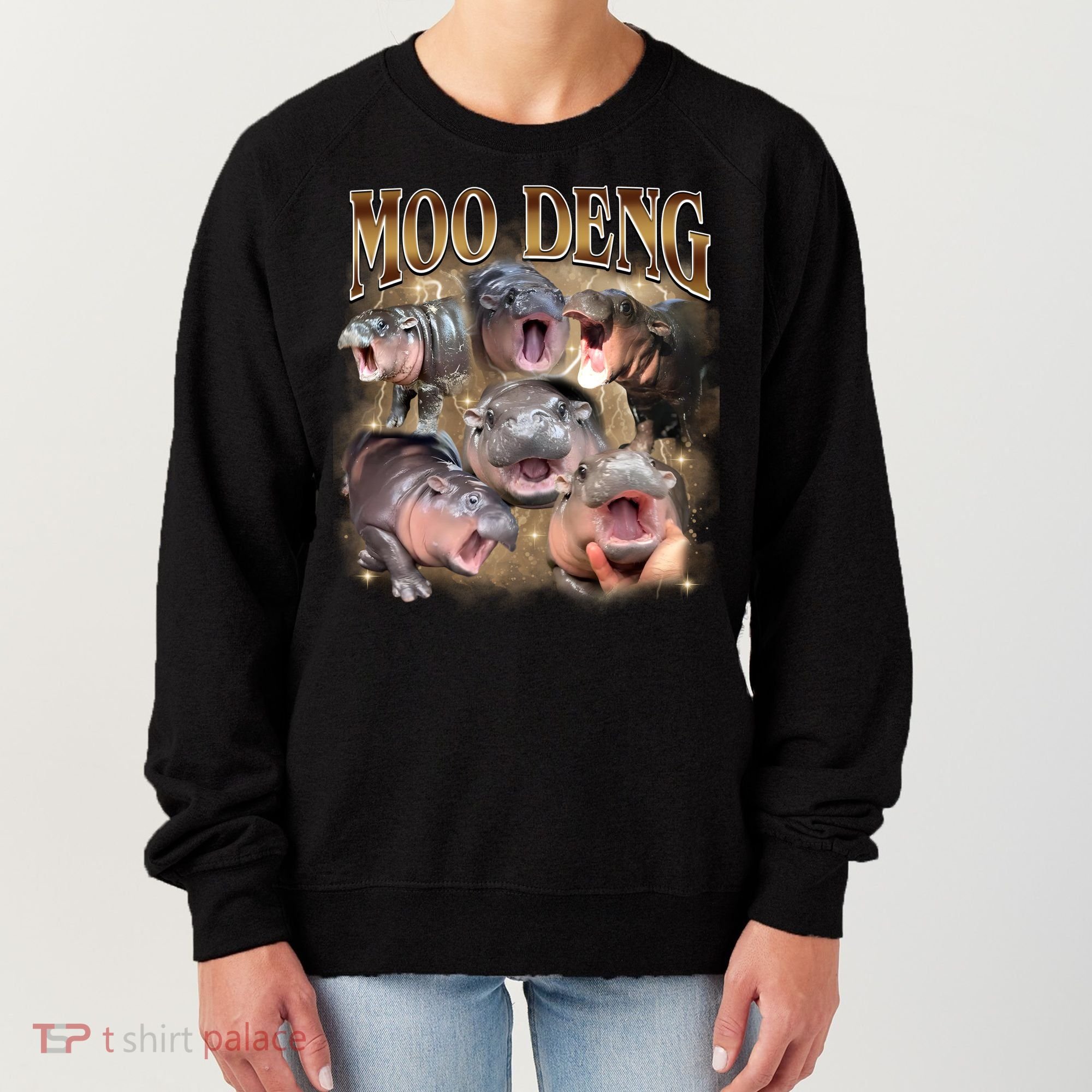 Moo Deng Hippo Meme Funny Animal Women's Sweatshirt