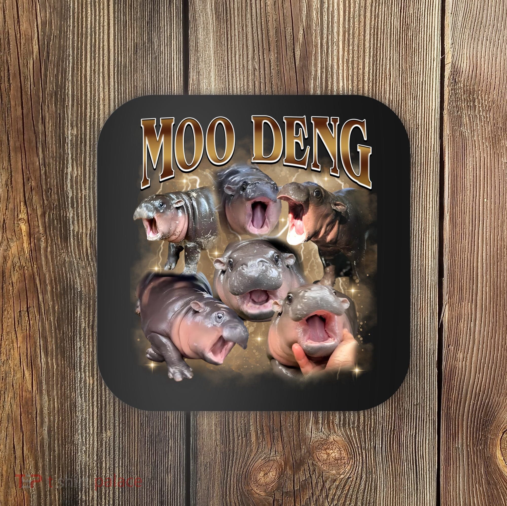Moo Deng Hippo Meme Funny Animal Coaster