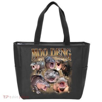 Moo Deng Hippo Meme Funny Animal Tote Bag