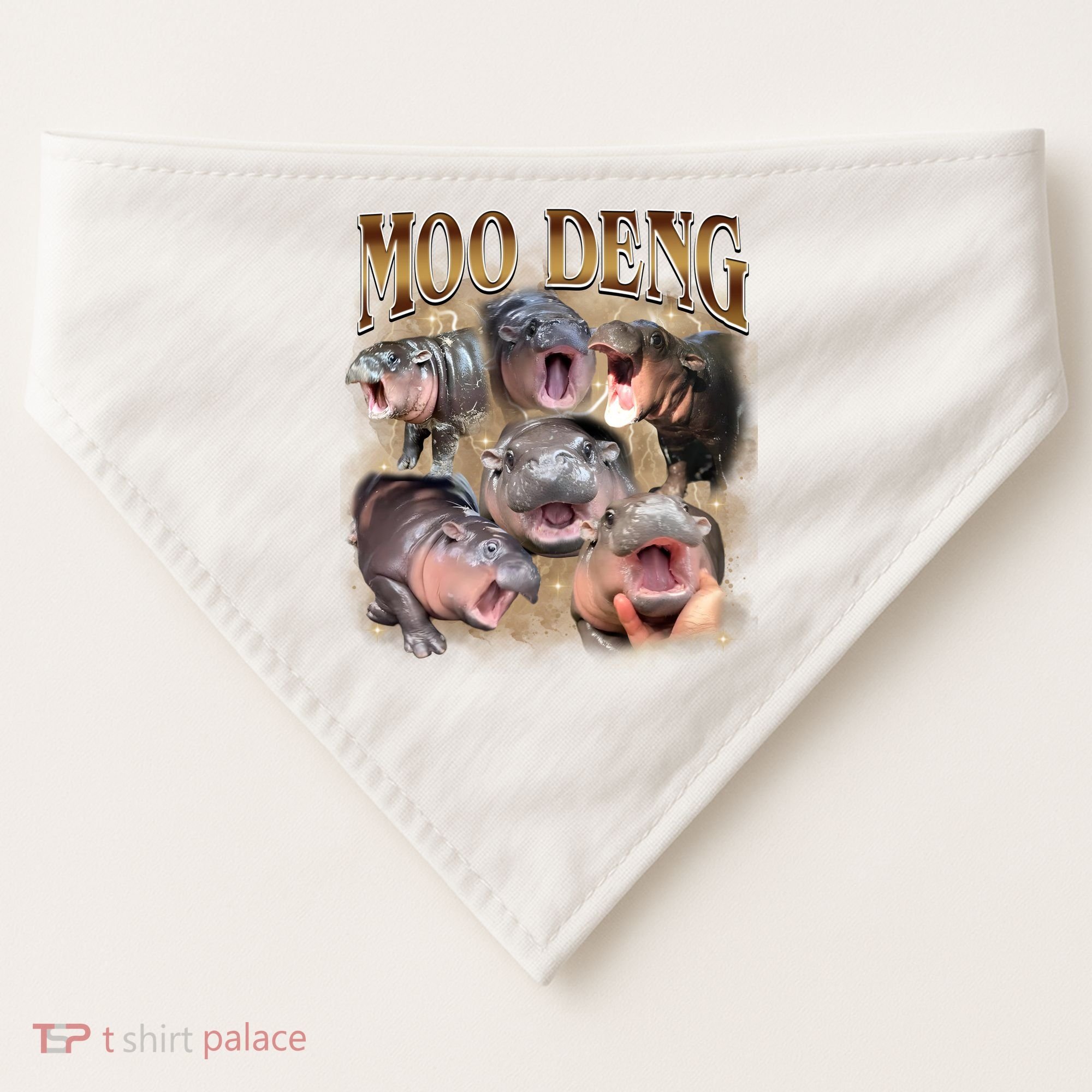 Moo Deng Hippo Meme Funny Animal USA-Made Doggie Bandana
