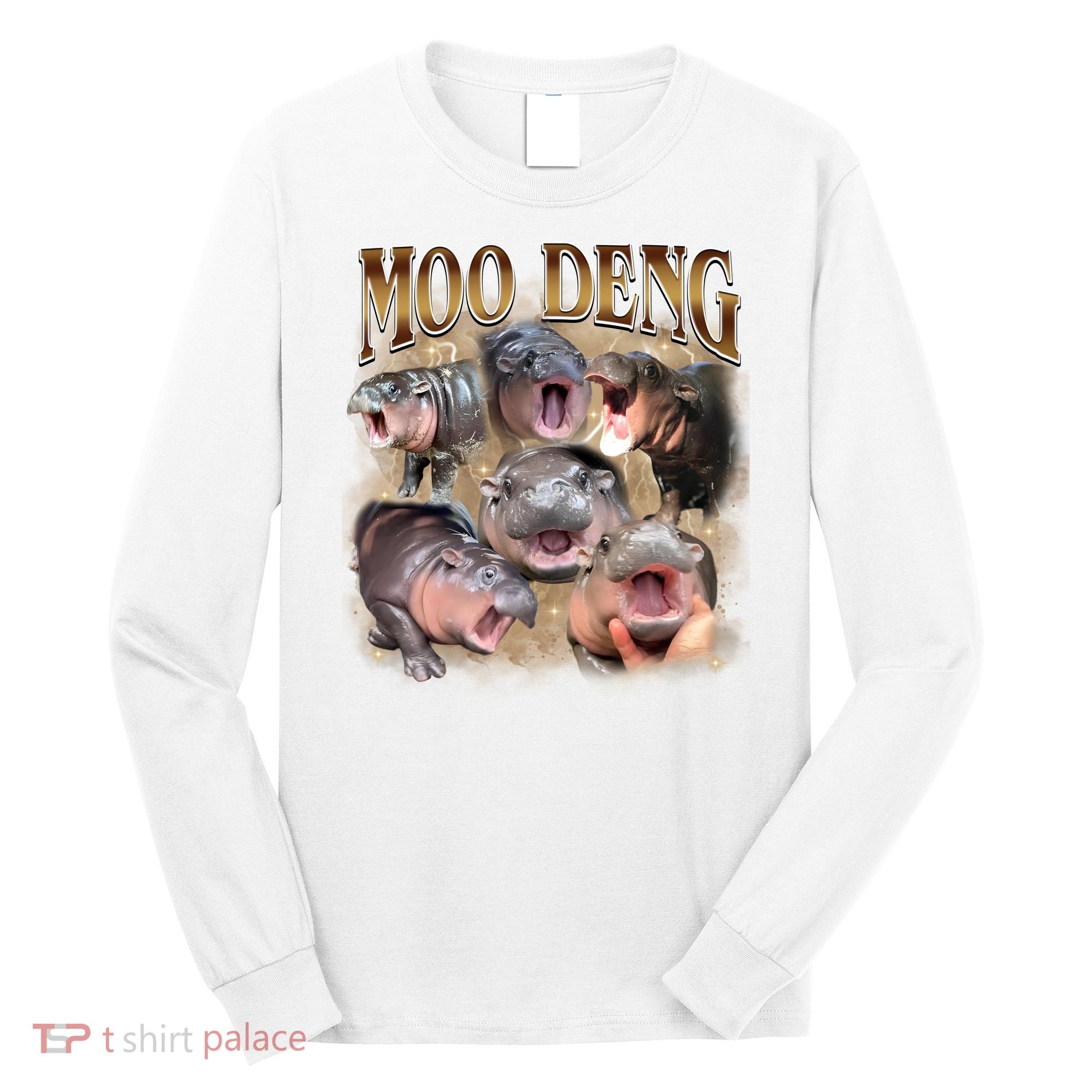 Moo Deng Hippo Meme Funny Animal Long Sleeve Shirt