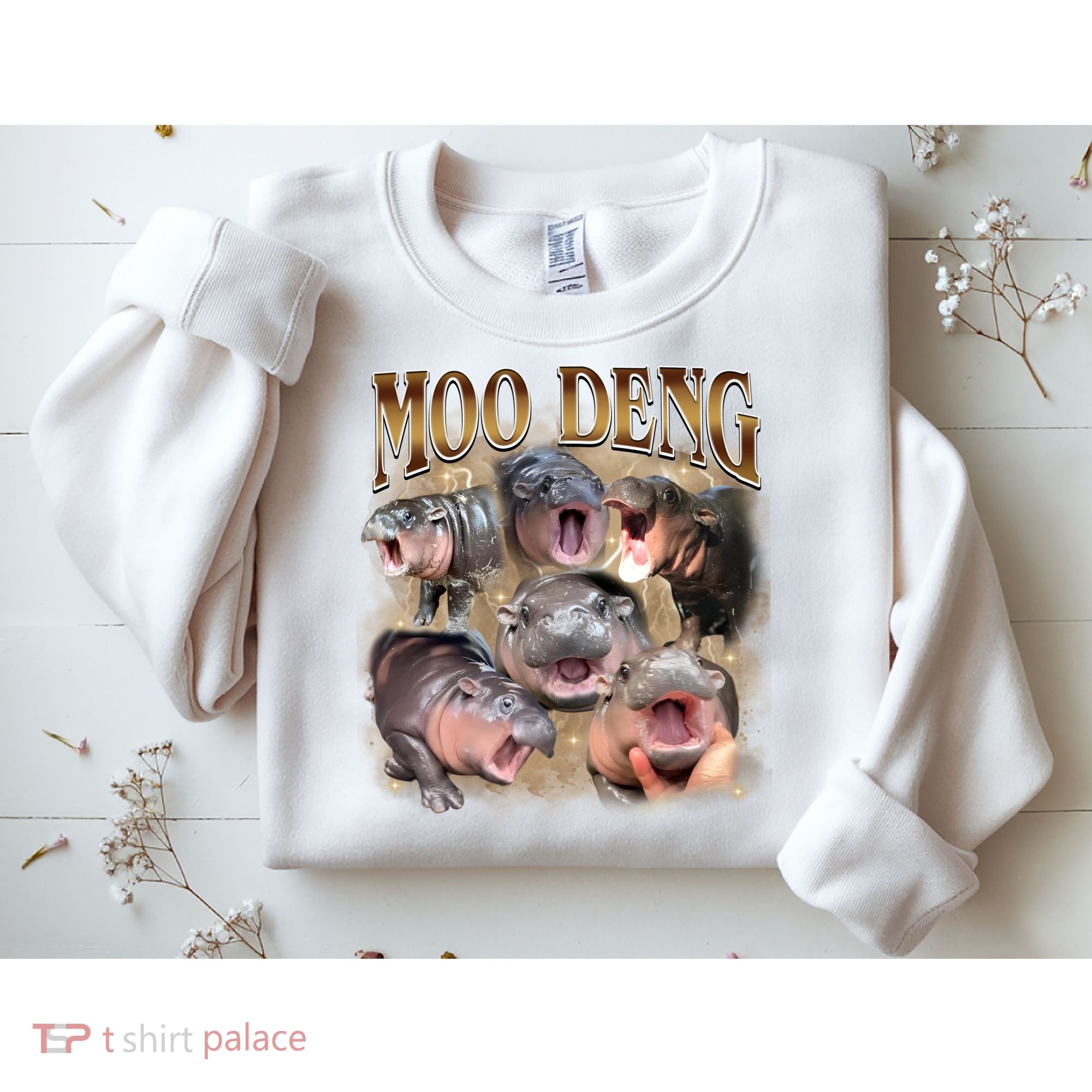 Moo Deng Hippo Meme Funny Animal Sweatshirt
