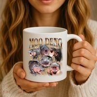Moo Deng Hippo Meme Funny Animal Coffee Mug thumb 3