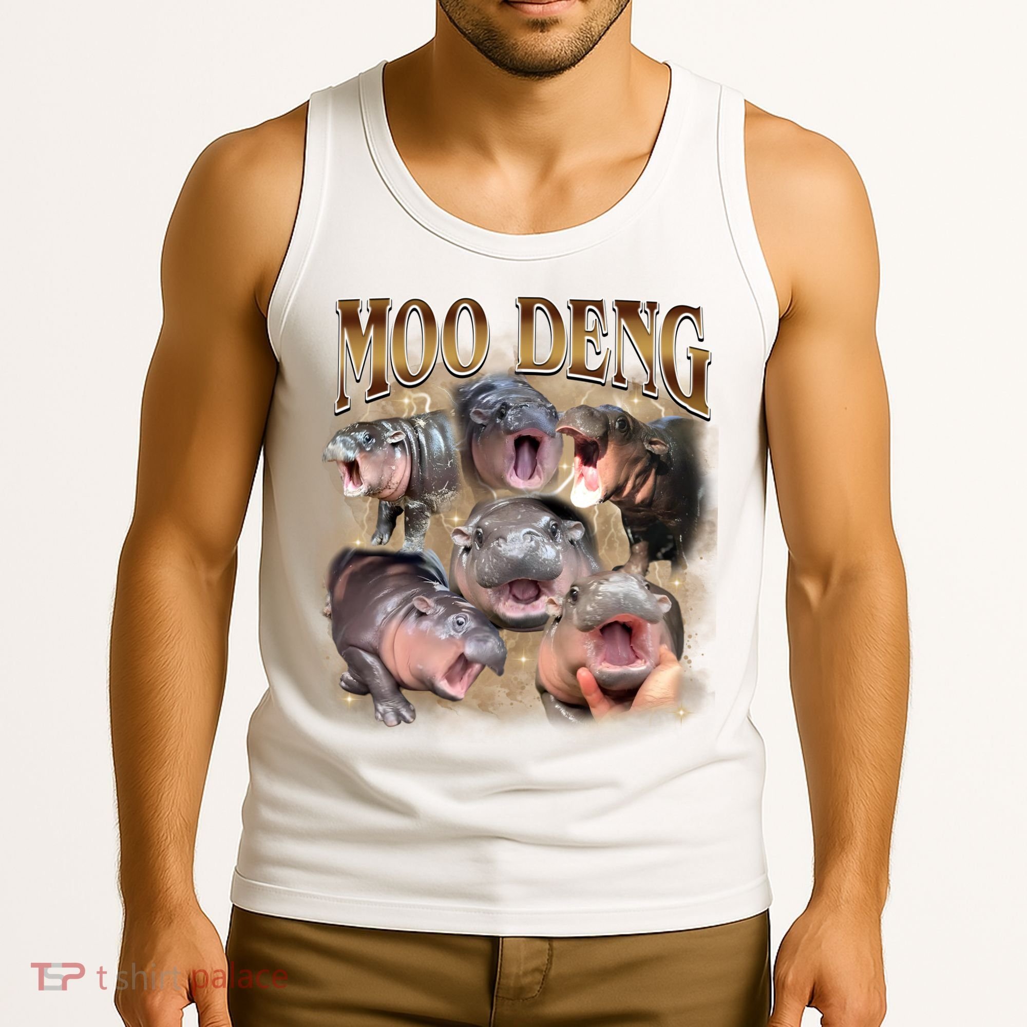 Moo Deng Hippo Meme Funny Animal Tank Top