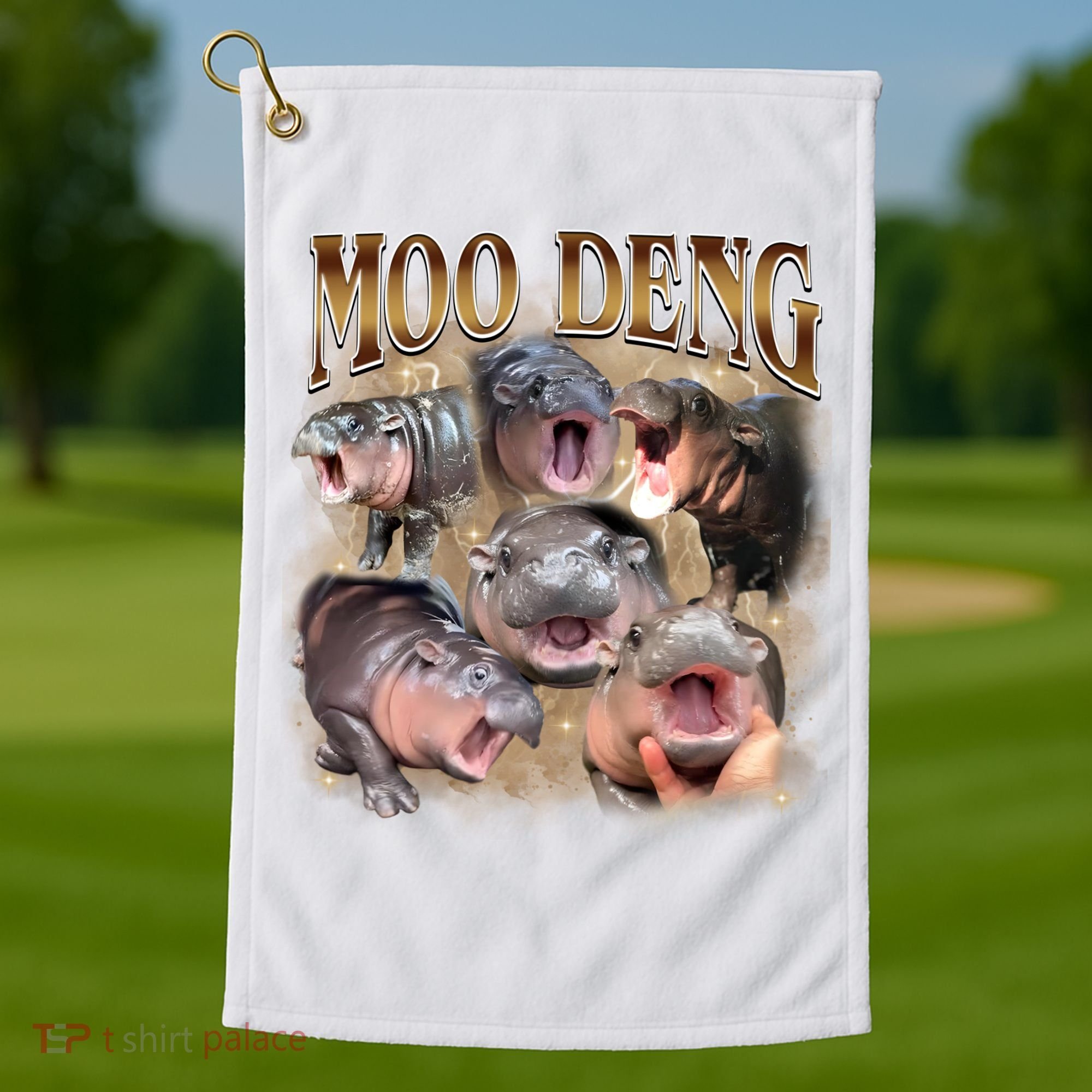 Moo Deng Hippo Meme Funny Animal Golf Towel