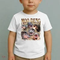Moo Deng Hippo Meme Funny Animal Toddler T-Shirt thumb 2