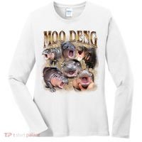 Moo Deng Hippo Meme Funny Animal Women's Long Sleeve Shirt thumb 0