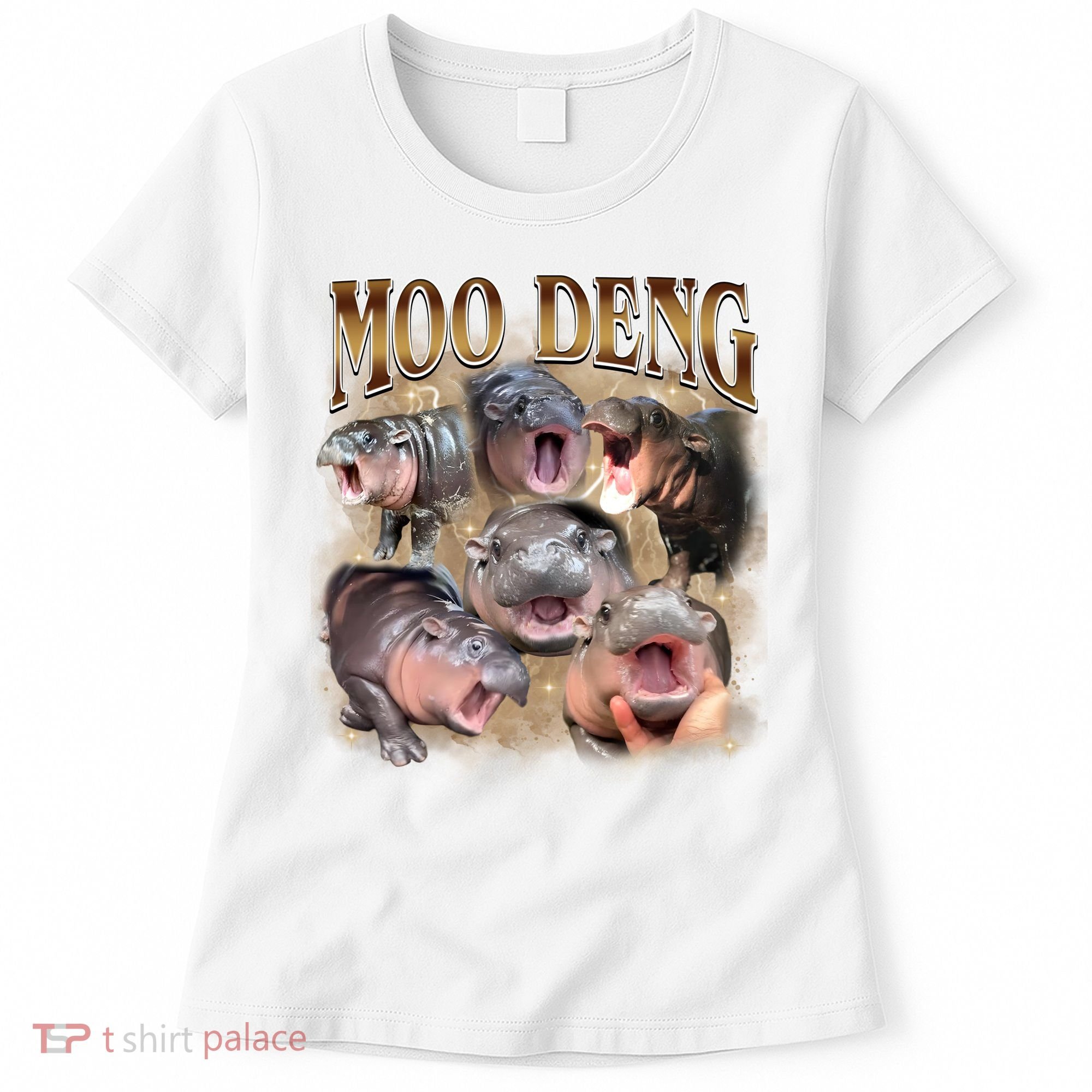Moo Deng Hippo Meme Funny Animal Women's T-Shirt