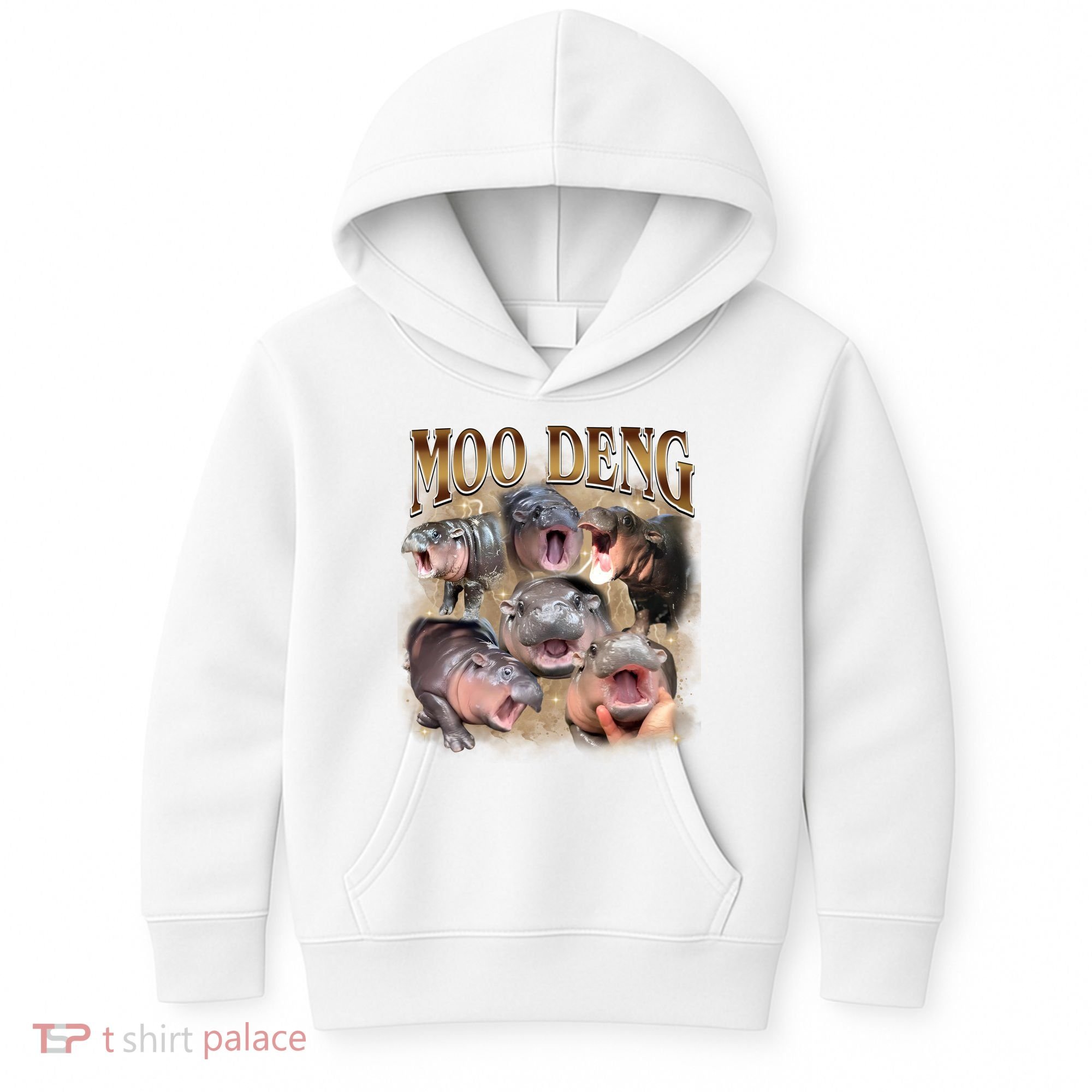 Moo Deng Hippo Meme Funny Animal Kids Hoodie