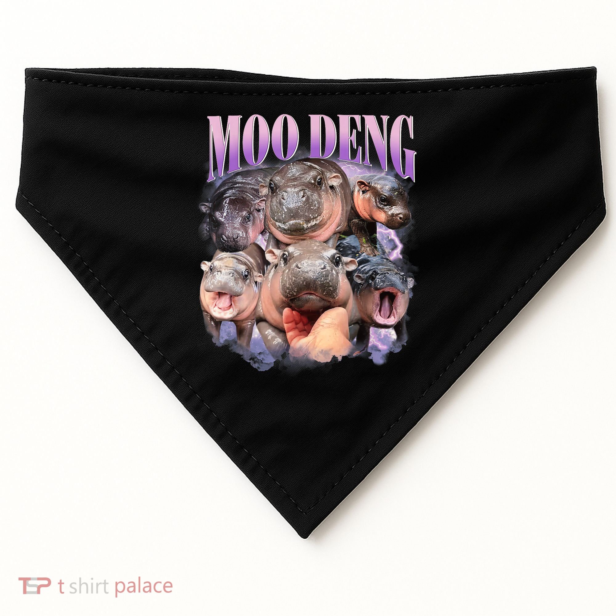 Moo Deng Hippo Meme Funny USA-Made Doggie Bandana