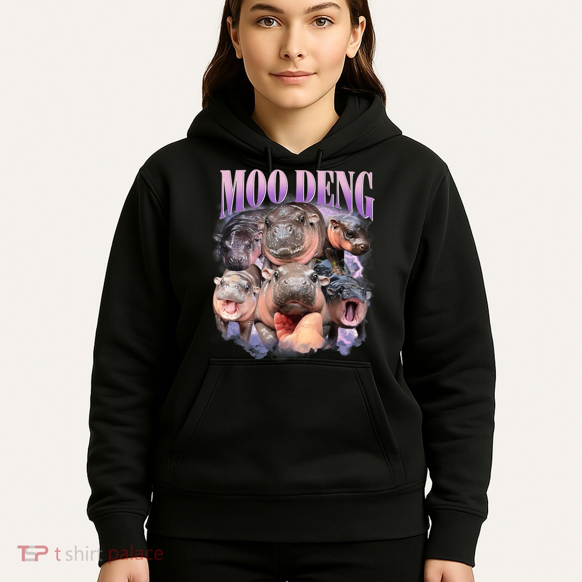 Moo Deng Hippo Meme Funny Hoodie