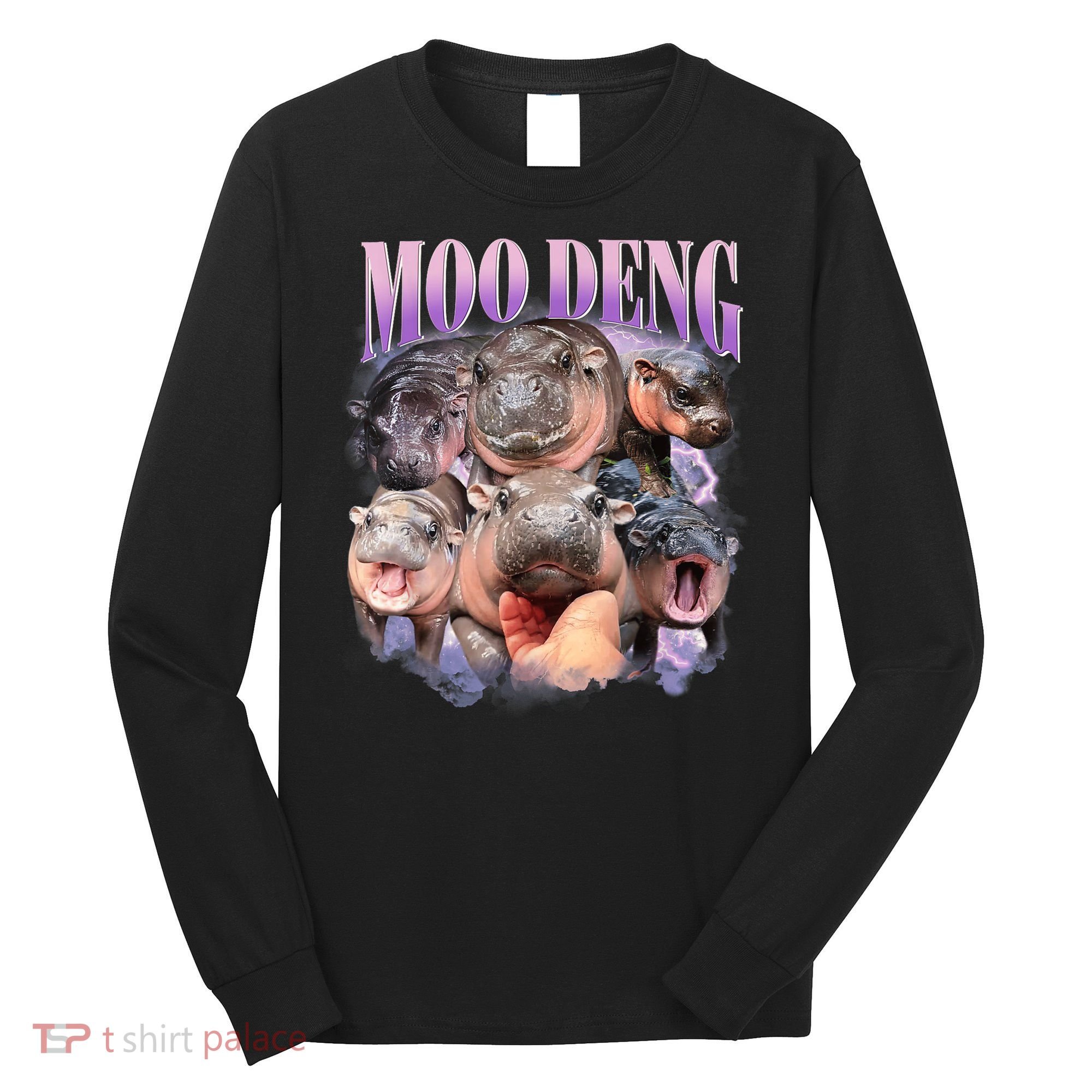 Moo Deng Hippo Meme Funny Long Sleeve Shirt