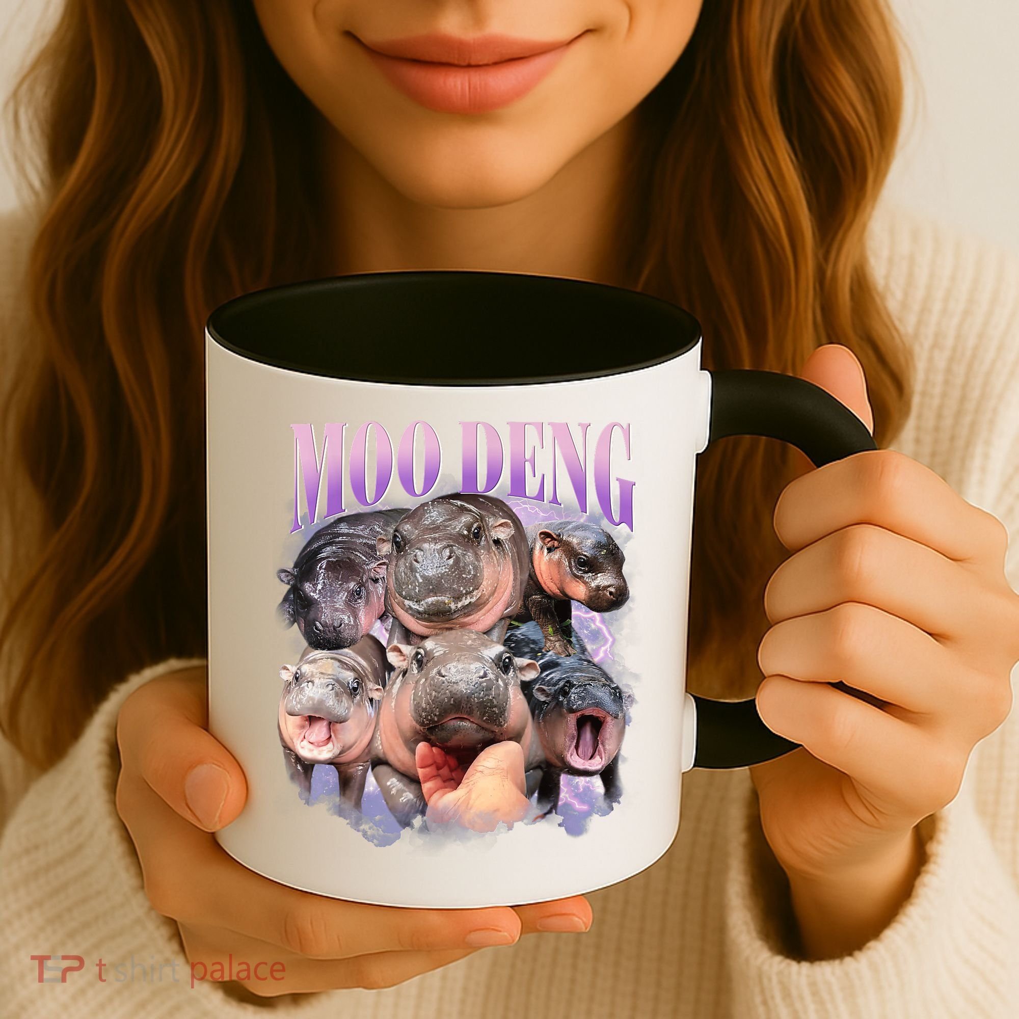 Moo Deng Hippo Meme Funny Coffee Mug
