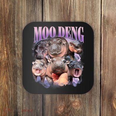 Moo Deng Hippo Meme Funny Coaster