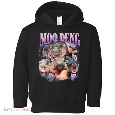 Moo Deng Hippo Meme Funny Toddler Hoodie
