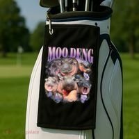 Moo Deng Hippo Meme Funny Golf Towel thumb 2