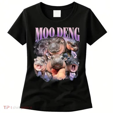 Moo Deng Hippo Meme Funny Women's T-Shirt