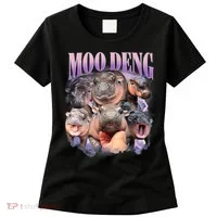 Moo Deng Hippo Meme Funny Women's T-Shirt thumb 0