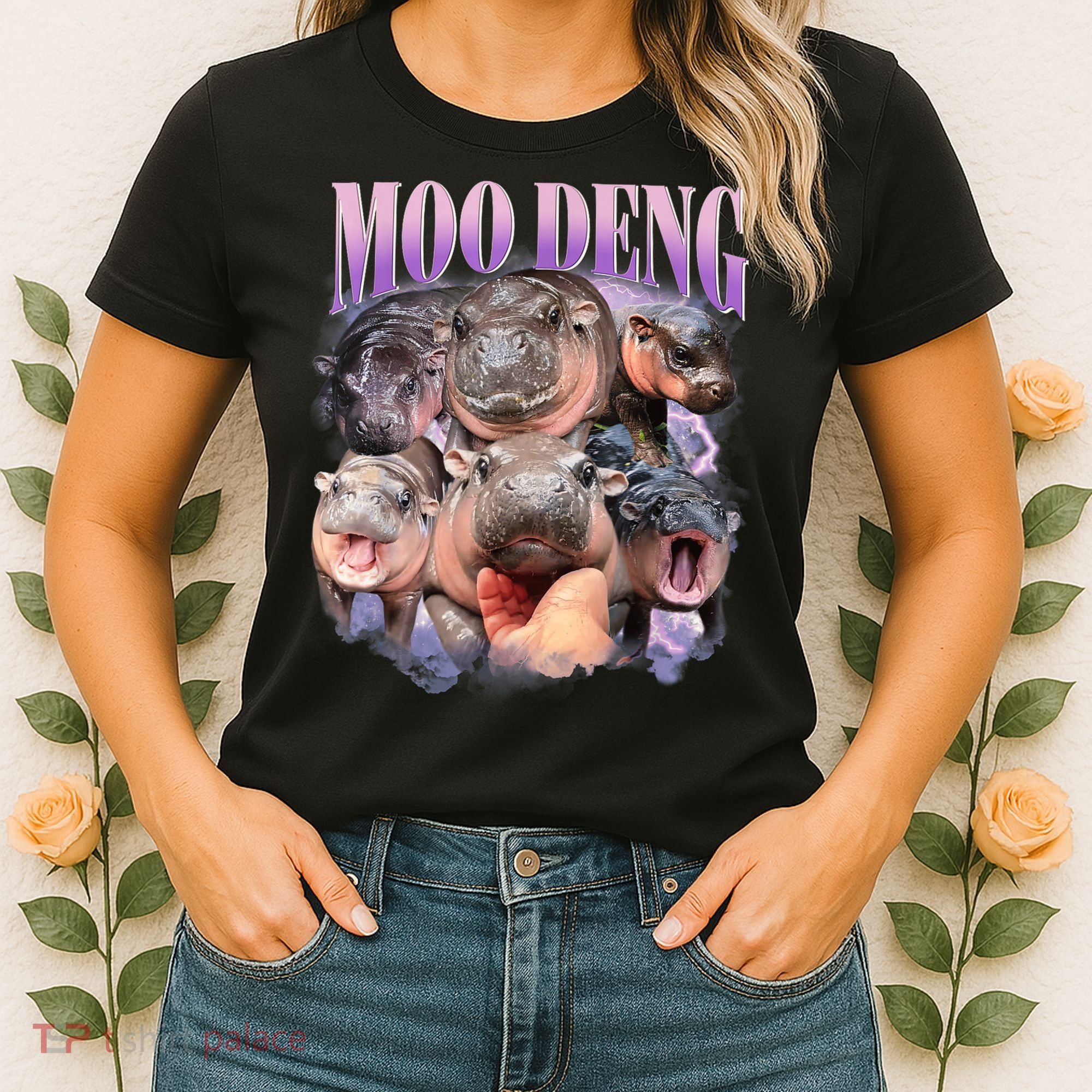 Moo Deng Hippo Meme Funny Women's T-Shirt