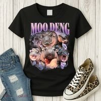 Moo Deng Hippo Meme Funny Women's T-Shirt thumb 3