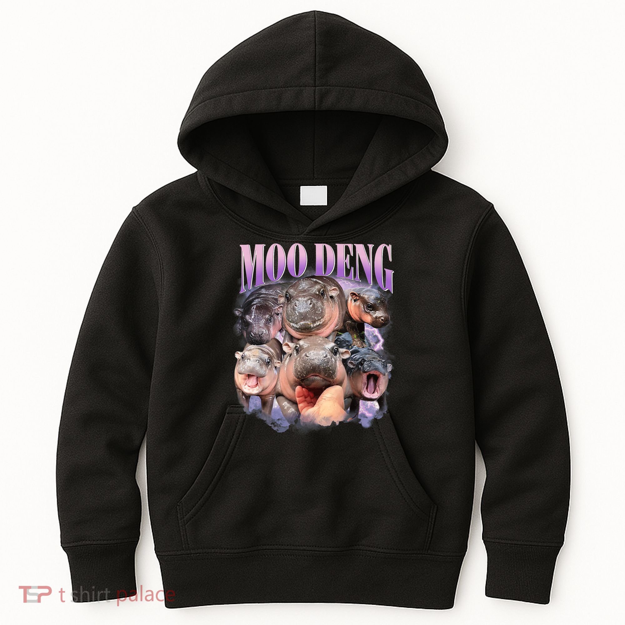Moo Deng Hippo Meme Funny Kids Hoodie