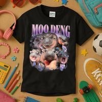 Moo Deng Hippo Meme Funny Kids T-Shirt thumb 3
