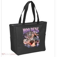 Moo Deng Hippo Meme Funny Tote Bag thumb 2