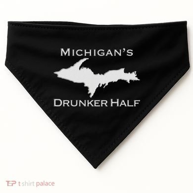Michigans Drunker Half Upper Peninsula Yooper 906 USA-Made Doggie Bandana