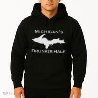 Michigans Drunker Half Upper Peninsula Yooper 906 Hoodie thumb 2