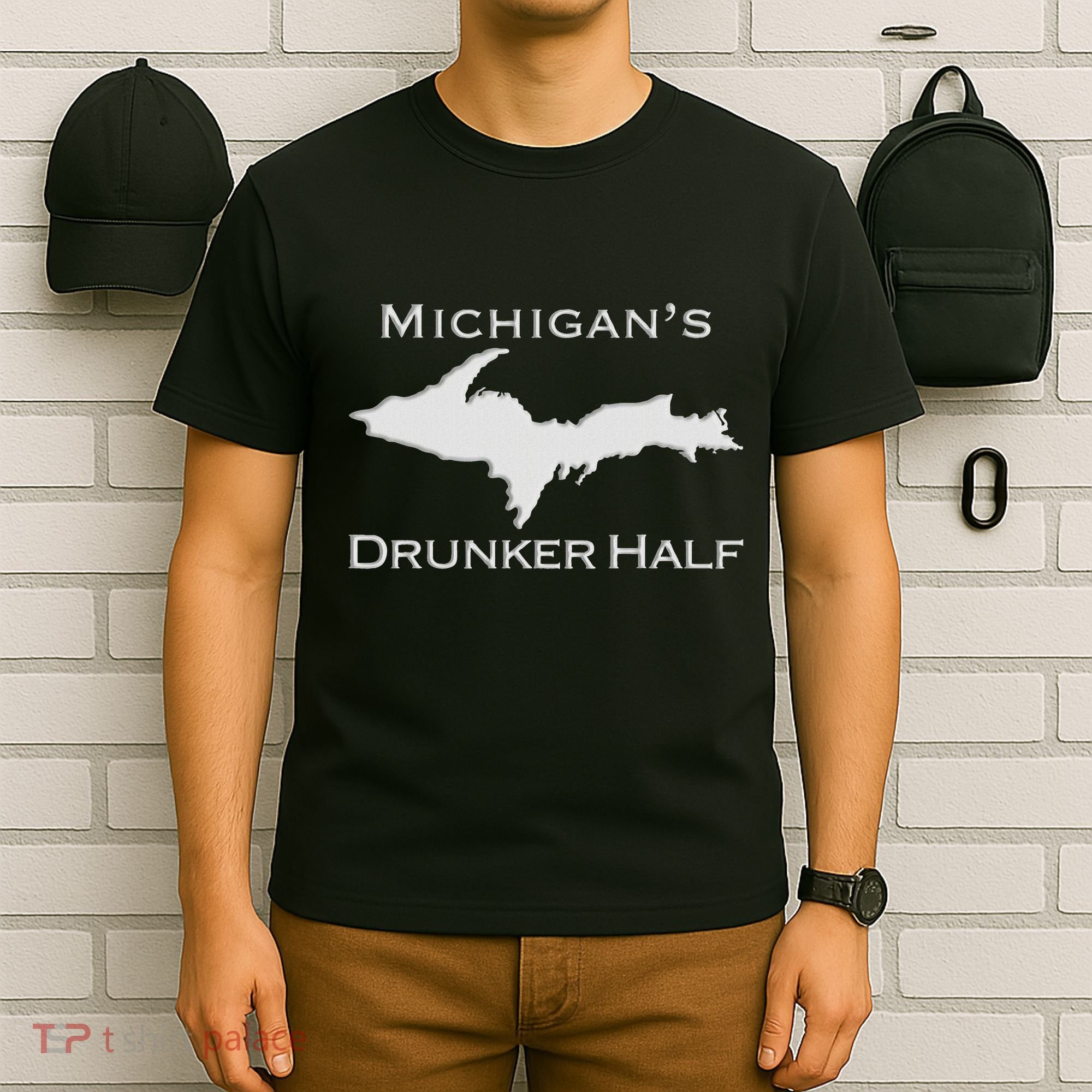Michigans Drunker Half Upper Peninsula Yooper 906 T-Shirt