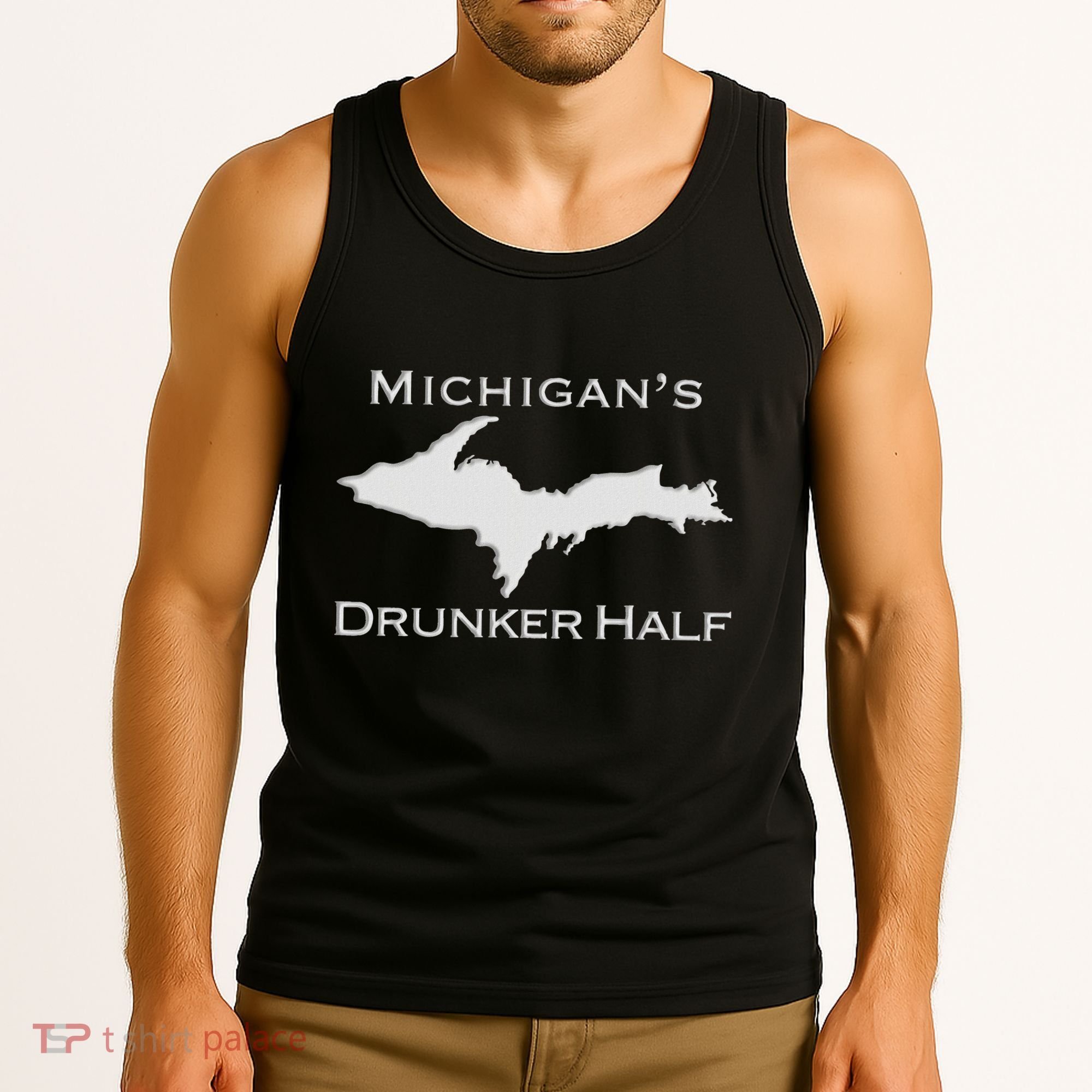 Michigans Drunker Half Upper Peninsula Yooper 906 Tank Top