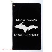 Michigans Drunker Half Upper Peninsula Yooper 906 Golf Towel thumb 0