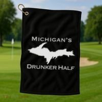 Michigans Drunker Half Upper Peninsula Yooper 906 Golf Towel thumb 1